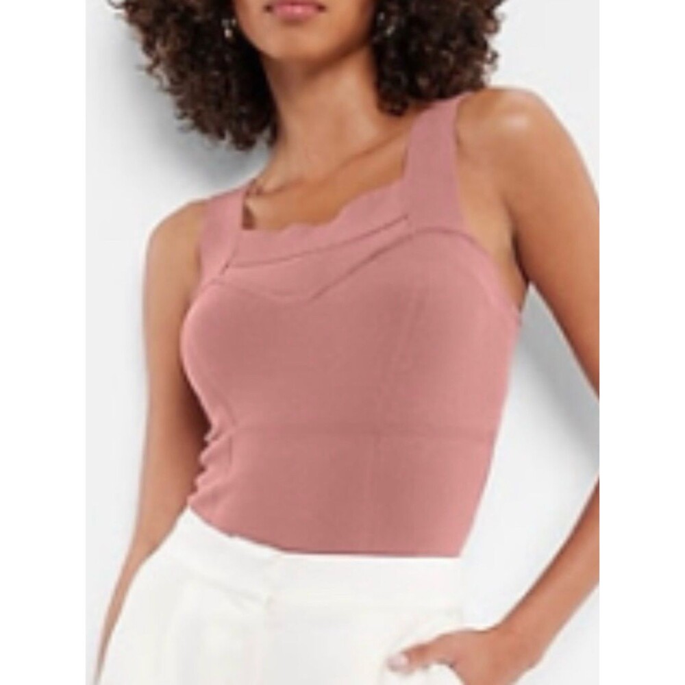 NWT Express Dusty Rose Square Neck Sweater Knit Tank Top Size XS